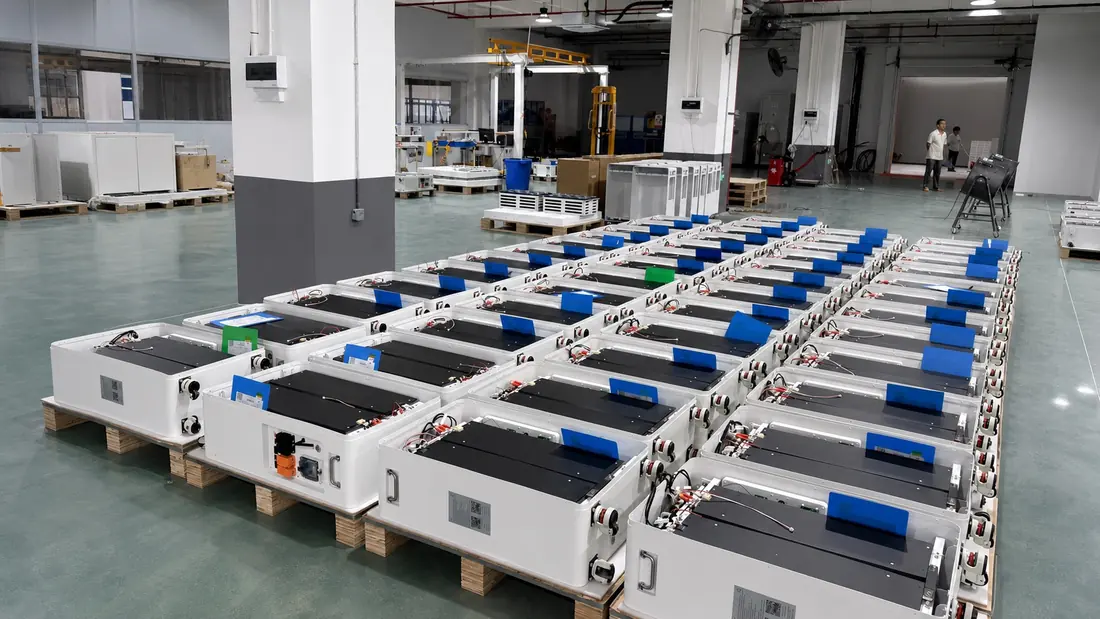 Residential energy storage battery modules arranged in a real production facility